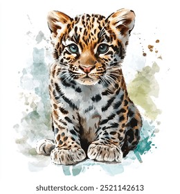 Leopard watercolor clipart illustration isolated