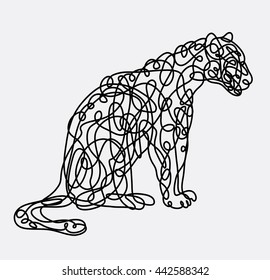 Leopard wild animal with artistic spontaneous lines. Smooth and detail vector, good use for symbol, icon, sign, mascot, or any design you want. Easy to use.