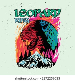 Leopard, Wildtier, Vektorgrafik für Straßenbekleidung