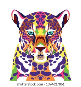 leopard wild life technicolor icon vector illustration design