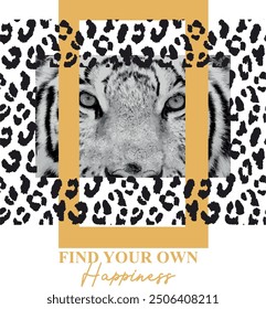 leopard wild print pattern graphic design with slogan vector