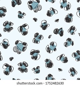 Leopard wild print seamless hand drawn vector pattern