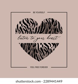 leopard wildlife heart love text tee black and white animal pattern design graphic art vector illustration