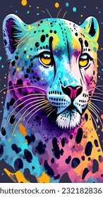 Ilustración gráfica de arte colorido de leopardo y yaguar