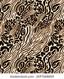 Leopardo, zebra e design de padrões. Projeto de padrão de leopardo-zebra desenhado à mão. Para têxteis e impressão.