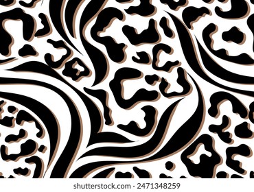 Leopard and zebra pattern design, illustration background, brown leopard and zebra design pattern. Textile print pattern.