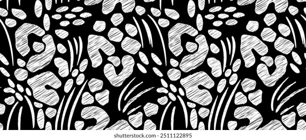 Leopard and zebra pattern design, illustration background, Abstract scribble zebra pattern.