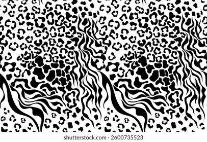 Leopard and zebra pattern design. Textile print pattern.