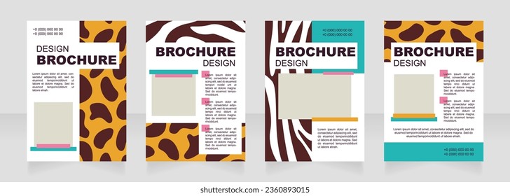 Leopard and zebra print blank brochure layout design. Creative print. Vertical poster template set with empty copy space for text. Premade corporate reports collection. Editable flyer paper pages