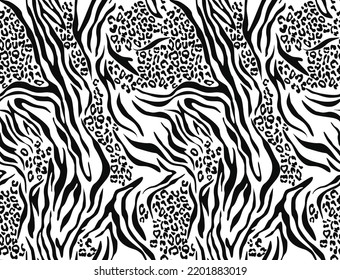 Leopard and zebra print vector mix seamless texture trendy animal design