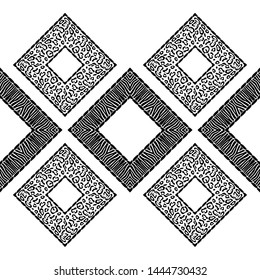 Leopard and Zebra spots. Ethnic boho seamless pattern. Embroidery on fabric. Patchwork texture. Traditional ornament. Tribal pattern. Folk motif. Can be used for wallpaper, textile, wrapping, web.