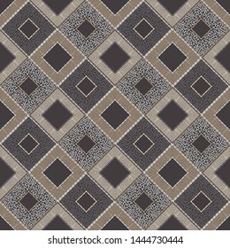 Leopard and Zebra spots. Ethnic boho seamless pattern. Embroidery on fabric. Patchwork texture. Traditional ornament. Tribal pattern. Folk motif. Can be used for wallpaper, textile, wrapping, web.