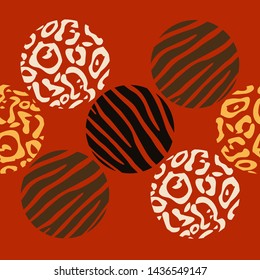 Leopard and Zebra spots. Polka dots seamless pattern. Mosaic of ethnic figures. Patterned texture. Geometric background. Can be used for wallpaper, textile, invitation card, wrapping, web.