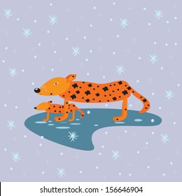 Leopards. Abstract vector illustration, element for design.