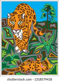 leopards among the greenery