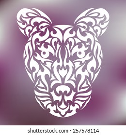 Leopard's head in tribal design for tattoo or print