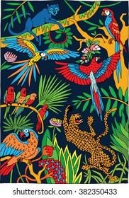 Leopards and Parrots in the Jungle