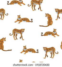 Leopards seamless pattern. Vector illustration.