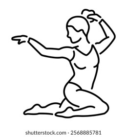 Leotard girl icon in linear style 