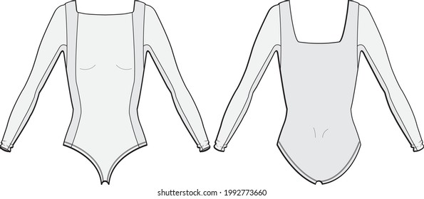 leotard vector illustration. front and back view.