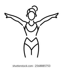 Leotard woman icon in linear style 