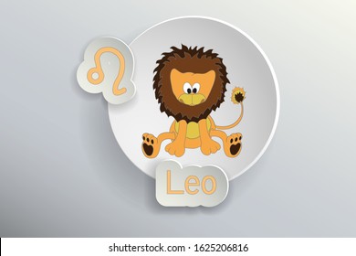 Leo.Zodiac sign cartoon vector illustration.Astrological symbol.