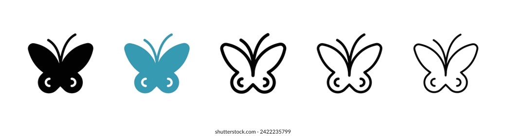 Lepidopteran Insect Vector Icon Set. Butterfly Species Vector Symbol for UI Design.