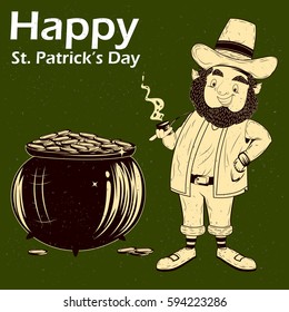 Leprachun in Saint Patrick's Day background in vector