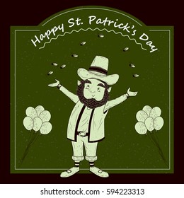 Leprachun in Saint Patrick's Day background in vector