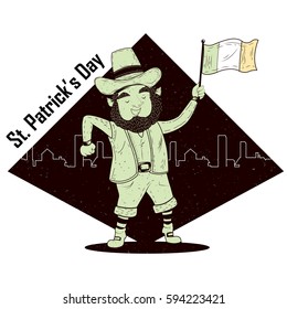 Leprachun in Saint Patrick's Day background in vector