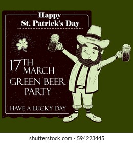 Leprachun in Saint Patrick's Day background in vector