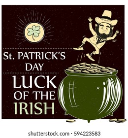 Leprachun in Saint Patrick's Day background in vector