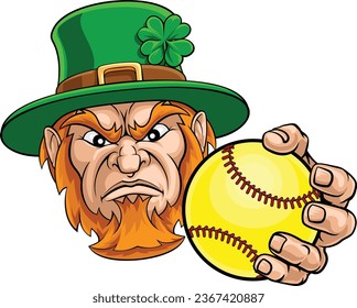 A leprechaun animal softball sports team cartoon mascot