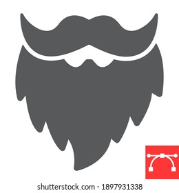 Leprechaun beard glyph icon, St. Patricks day and holiday, mustache with beard vector icon, vector graphics, editable stroke solid sign, eps 10