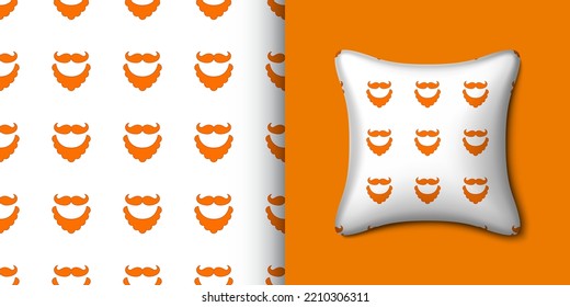 Leprechaun beard seamless pattern with pillow. Vector illustration