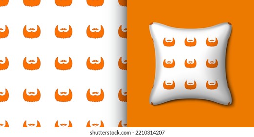 Leprechaun Beard Seamless Pattern With Pillow. Vector Illustration