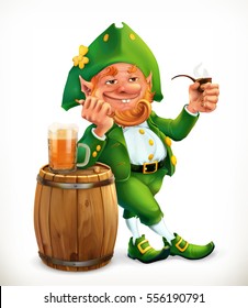 Leprechaun and beer. Feast of Saint Patrick, 3d vector icon