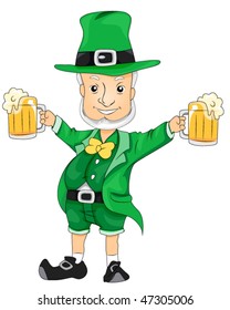 Leprechaun with Beer - Vector