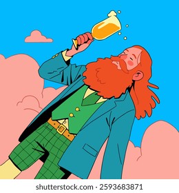 Leprechaun with a beer. Vector illustration. St. patrick's day.