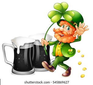 Leprechaun and black beer illustration