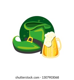leprechaun boot with beer in jar