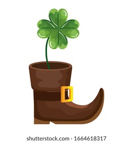 leprechaun boot with clover isolated icon vector illustration designicon