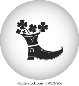 Leprechaun boot with clover simple icon on colorful background
