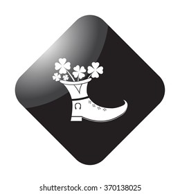 Leprechaun boot with clover simple icon on colorful background