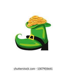 leprechaun boot with coins isolated icon