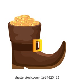 leprechaun boot with coins isolated icon vector illustration designicon