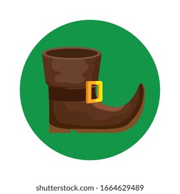 leprechaun boot in frame circular isolated icon vector illustration designicon