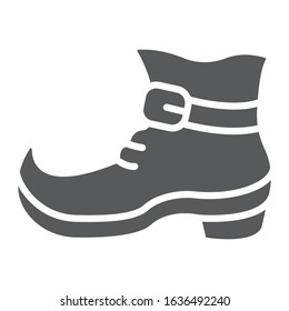 Leprechaun boot glyph icon, st patrick's day and footwear, leprechaun shoe sign, vector graphics, a solid pattern on a white background, eps 10