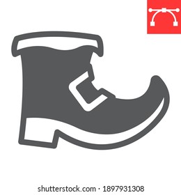 Leprechaun boot glyph icon, St. Patricks day and holiday, traditional boot vector icon, vector graphics, editable stroke solid sign, eps 10