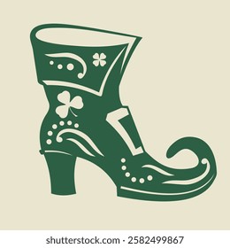 Leprechaun boot icon. Design element on Saint Patrick's Day theme. Vector illustration